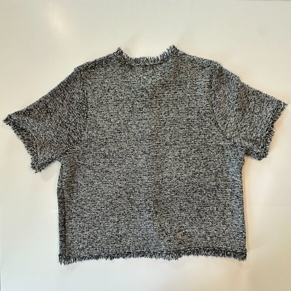 J. Crew Factory Short sleeve fringe lady cardigan sweater Black Ivory | XL | NWT - Picture 2 of 10